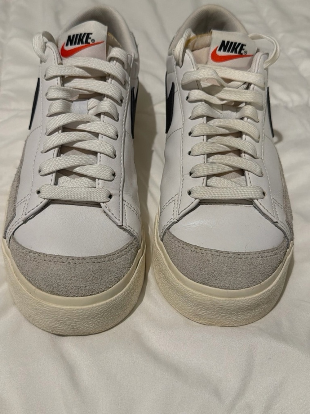 Nike White & Black Low-Top Sneakers with Orange Tongue Logo